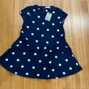 Zara Girls Polka Dot Dress Size 13/14 Blue White Short Sleeves